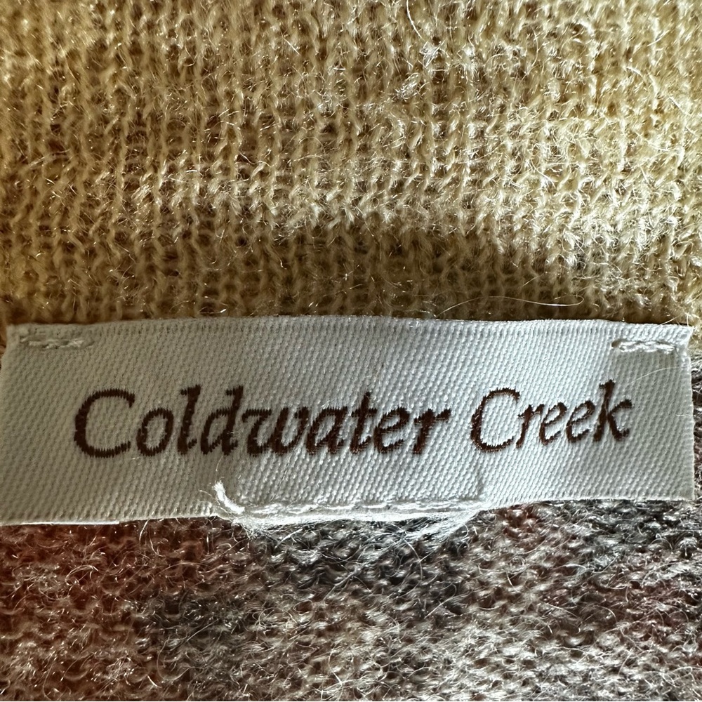 Coldwater Creek Wool/Mohair Blend One Button Painted Floral Cardigan Size L - Picture 9 of 14